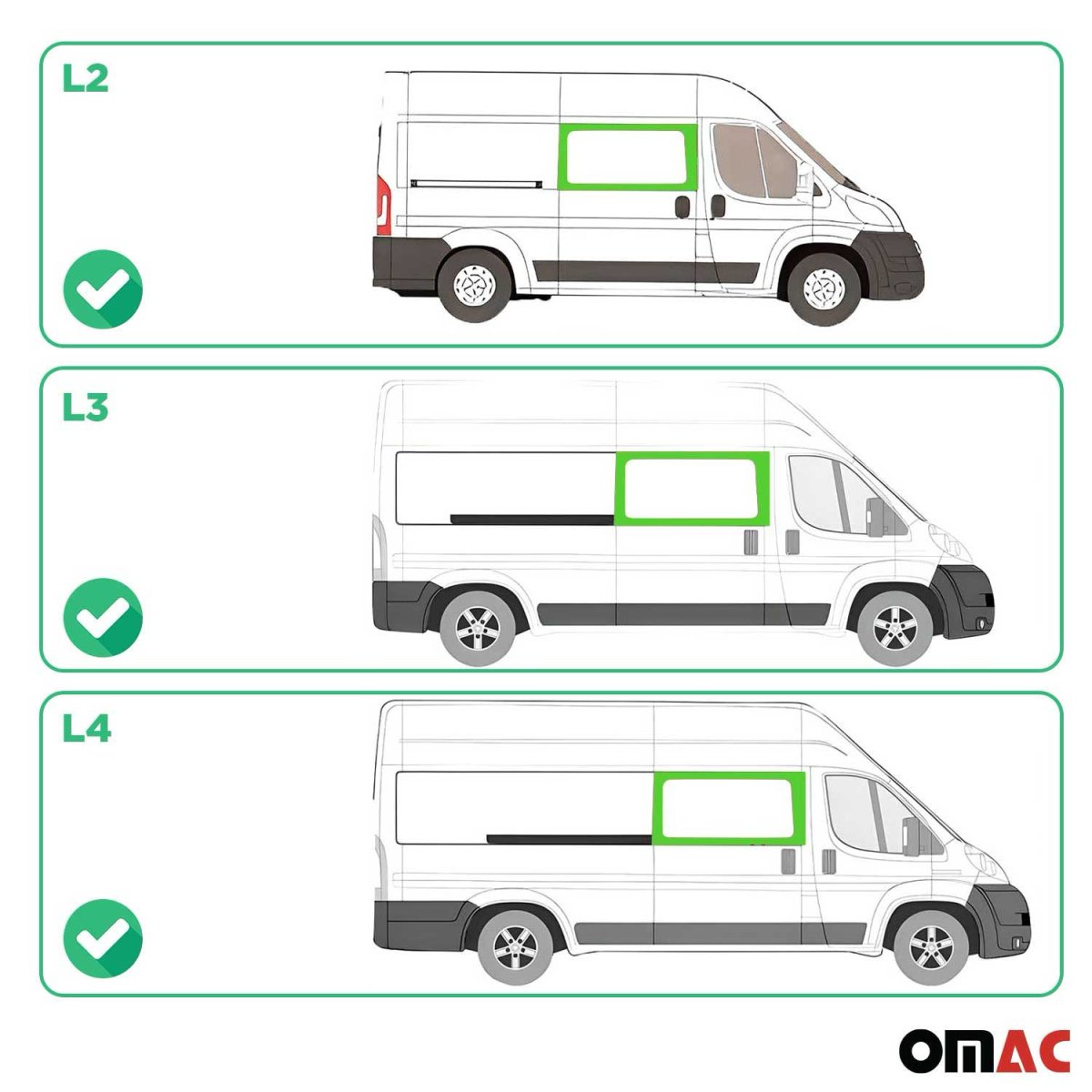 RAM Promaster Glass Set - Front Side Fixed Right - Omac - Primer Glue + Cargo Van Galaxy - 2014